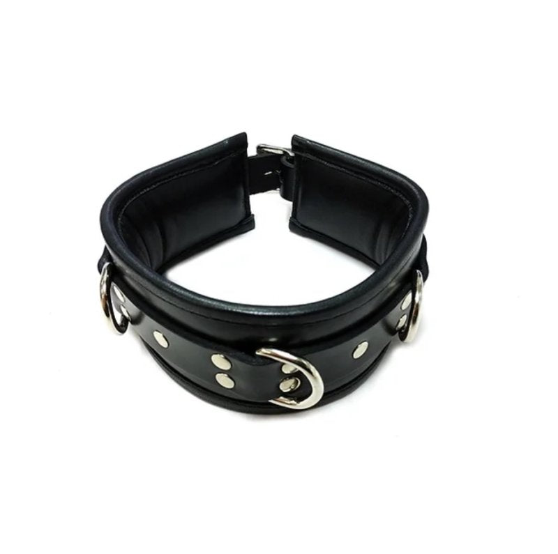 LEATHER COLLAR - BLACK-RC1008BK