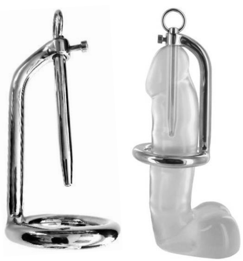 Stainless Steel 45MM Chastity Ring With Urethral Stick-RCR084