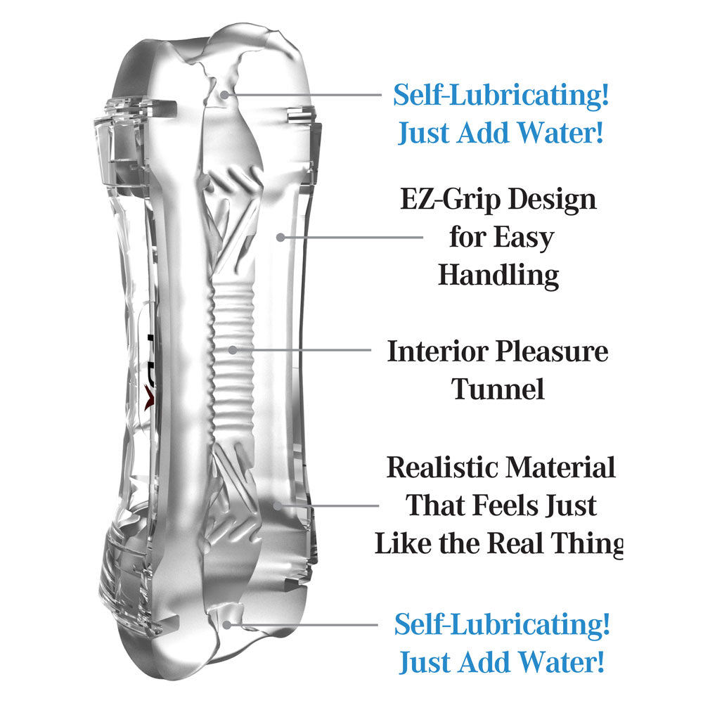 PDX Wet Pussies Super Flip-A-Pussy Over - Clear - Clear Dual Ended Self Lubricating Stroker (Va