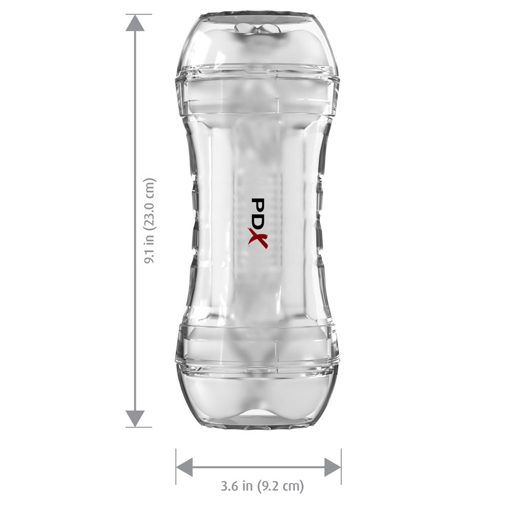PDX Wet Pussies Super Flip-A-Pussy Over - Clear - Clear Dual Ended Self Lubricating Stroker (Va