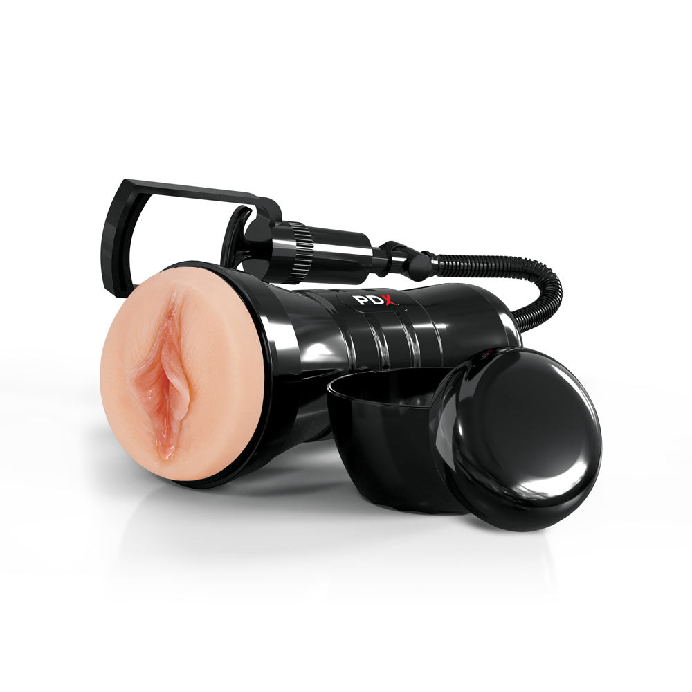 PDX Wet Pussies Super Sucker XXL Stroker - Flesh - Flesh Vagina Stroker with Suction Pump-RD448-21