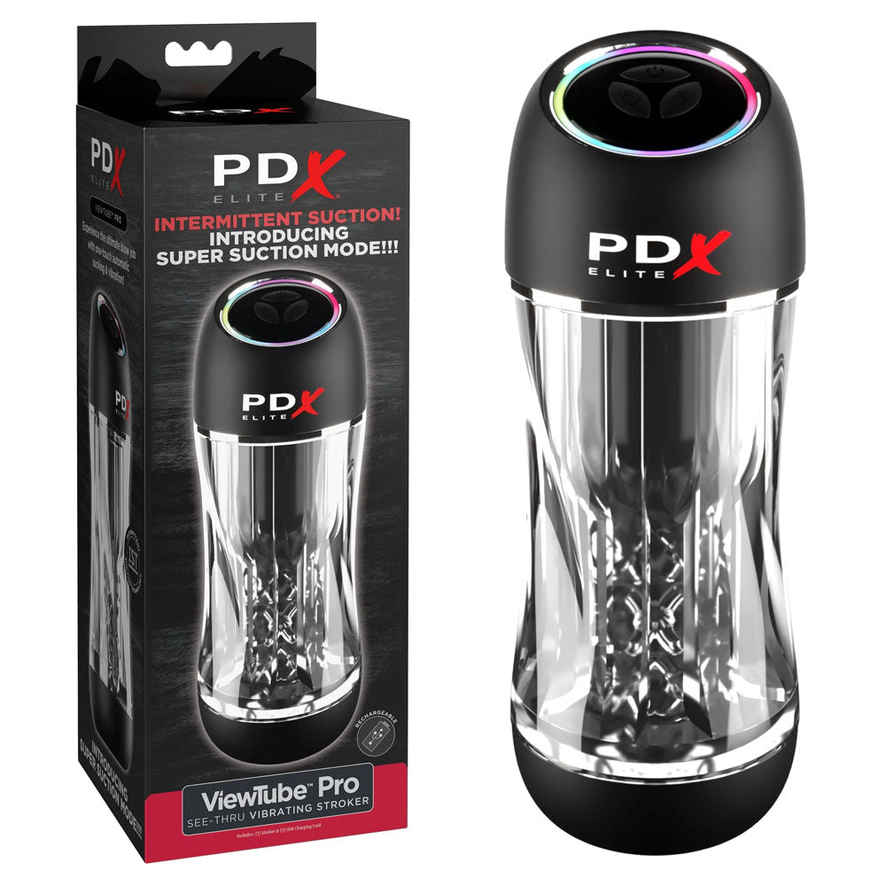 PDX Elite ViewTube Pro - Clear USB Rechargeable Auto Sucking Stroker-RD545