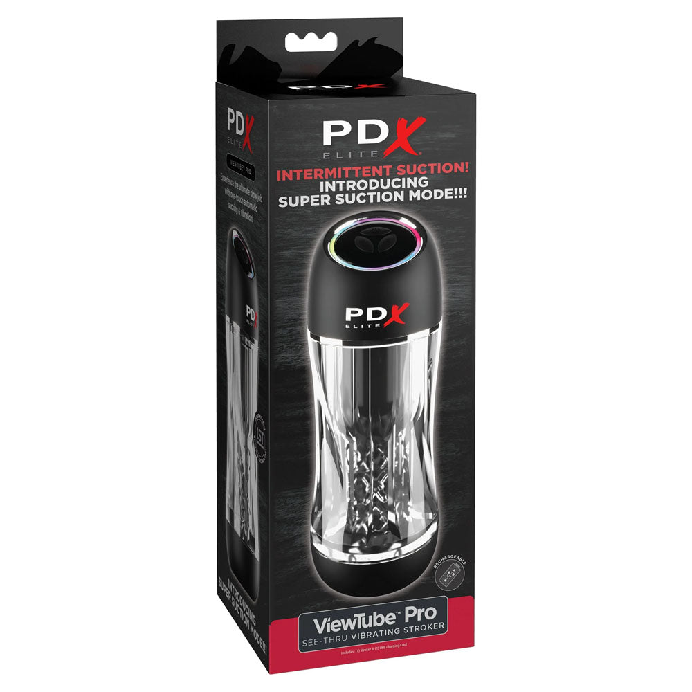 PDX Elite ViewTube Pro - Clear USB Rechargeable Auto Sucking Stroker-RD545