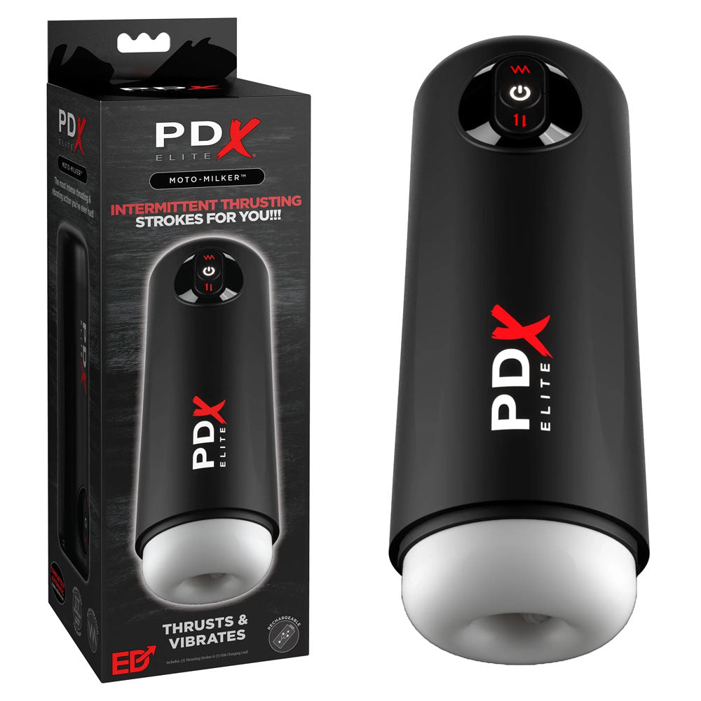 PDX Elite Moto Milker - USB Rechargeable Thrusting & Vibrating Auto Stroker-RD546