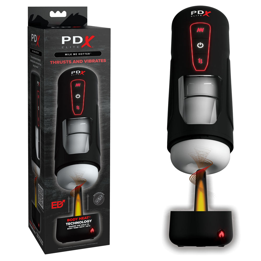 PDX Elite Milk Me Hotter - USB Rechargeable Thrusting Heating & Vibrating Auto Stroker-RD550-23