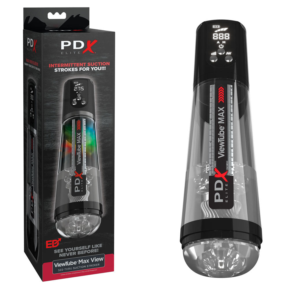 PDX Elite ViewTube MAX View - Clear USB Rechargeable Suction Auto Stroker-RD553-23