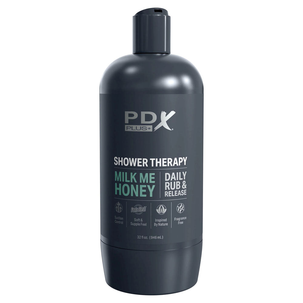 PDX Plus Shower Therapy - Milk Me Honey - Flesh - Flesh Discreet Vagina Stroker with Suction Base-RD621-21