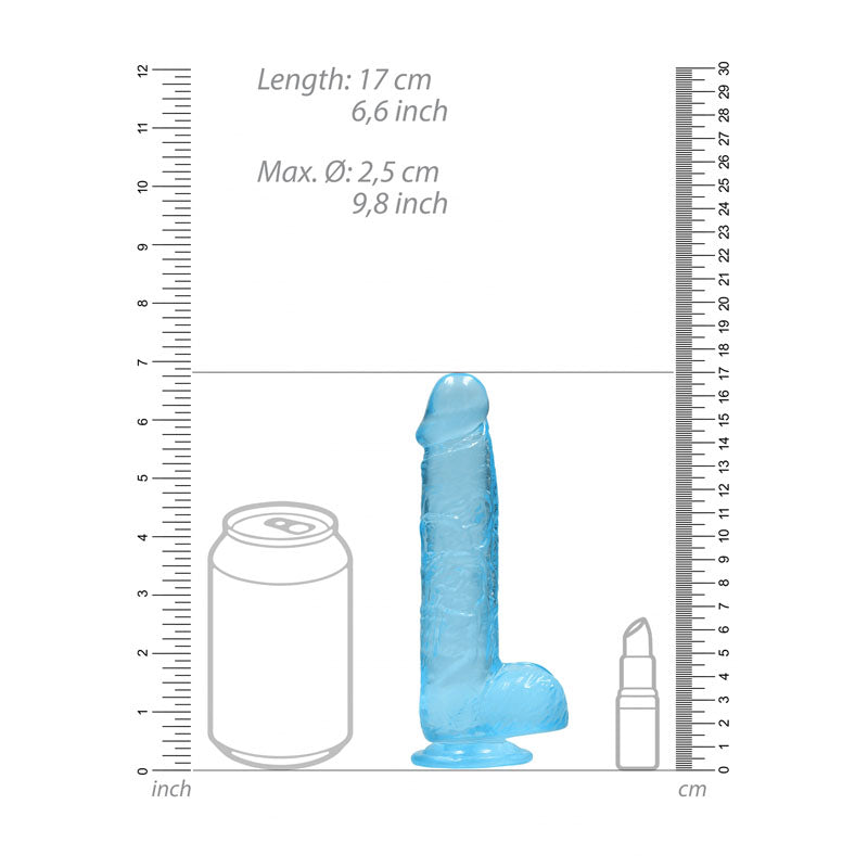 REALROCK 6 Realistic Dildo With Balls - Blue 15.2 cm Dong-REA090BLU