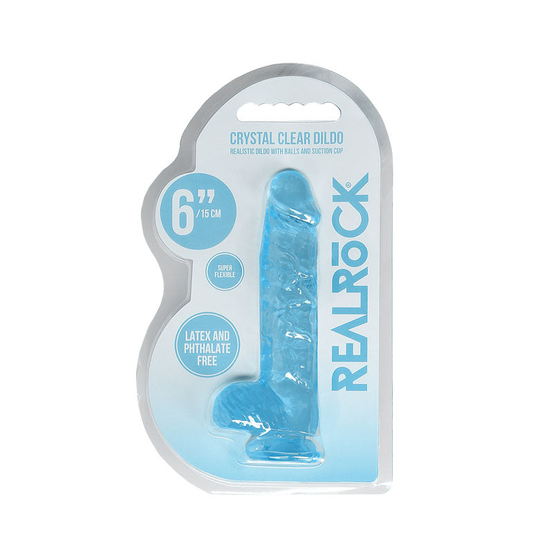 REALROCK 6 Realistic Dildo With Balls - Blue 15.2 cm Dong-REA090BLU