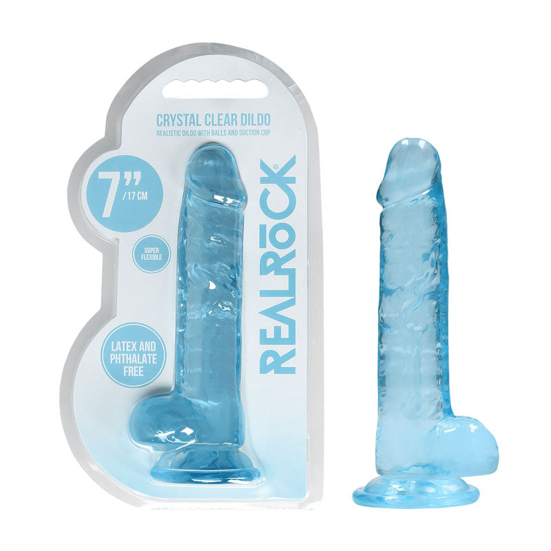 REALROCK 7 Realistic Dildo With Balls - Blue 17.8 cm Dong-REA091BLU