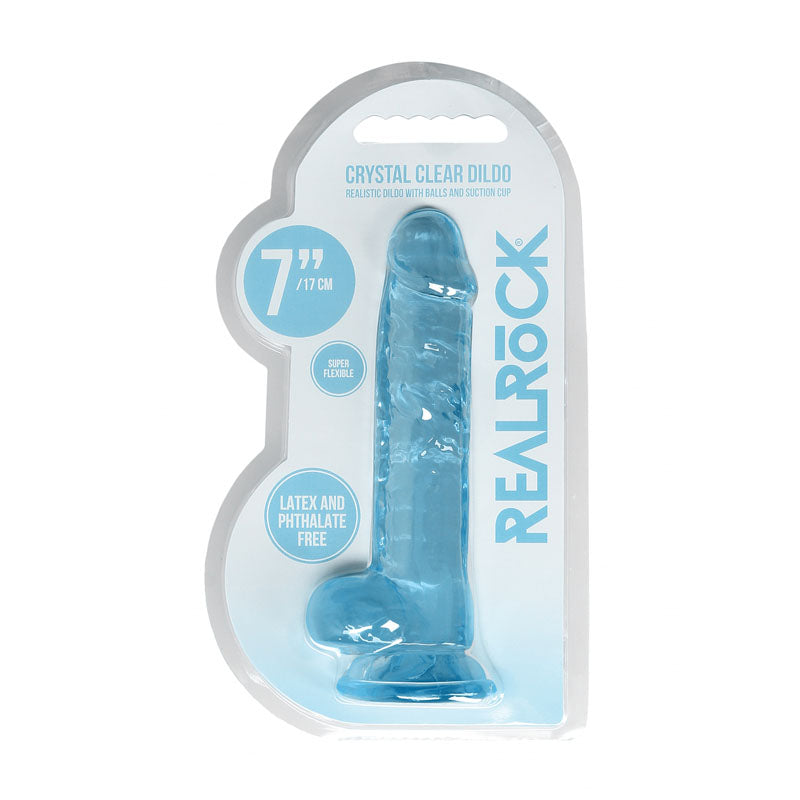 REALROCK 7 Realistic Dildo With Balls - Blue 17.8 cm Dong-REA091BLU