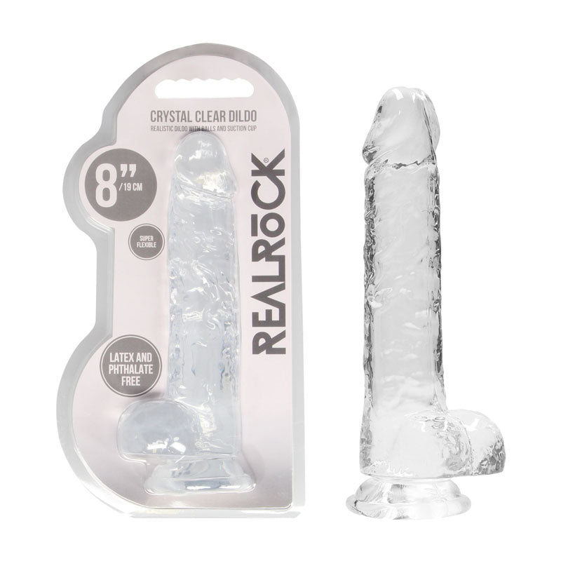 REALROCK 8 Realistic Dildo With Balls - Clear 20.3 cm Dong-REA092TRA