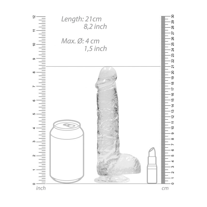 REALROCK 8 Realistic Dildo With Balls - Clear 20.3 cm Dong-REA092TRA