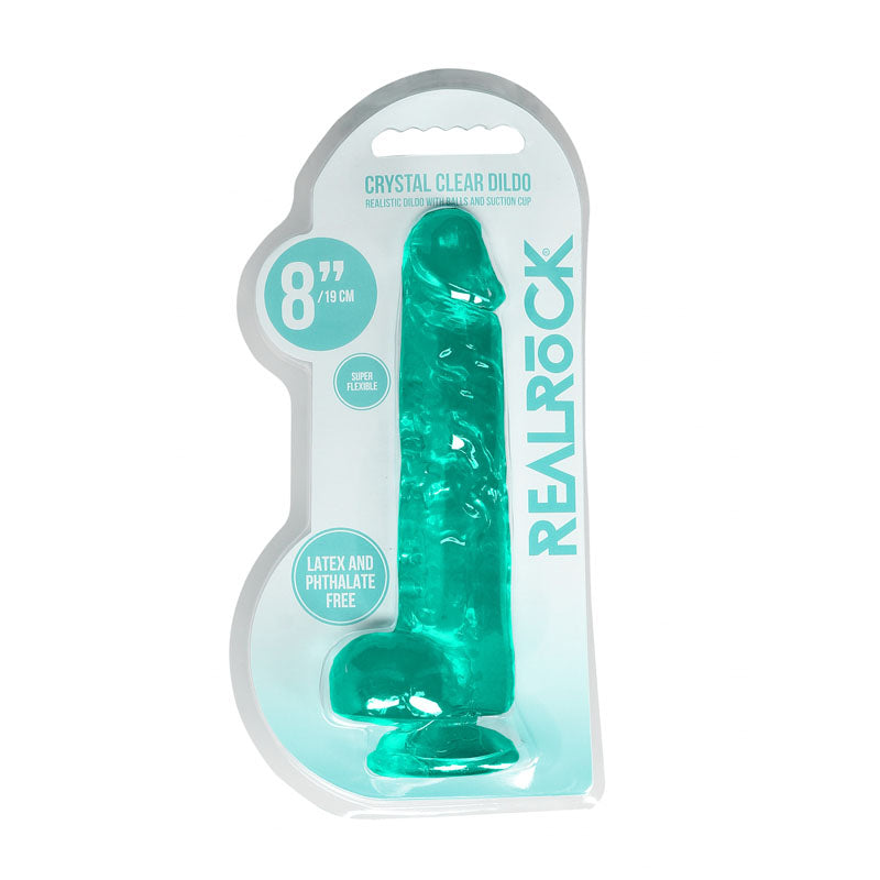 REALROCK 8 Realistic Dildo With Balls - Turquoise 20.3 cm Dong-REA092TUR