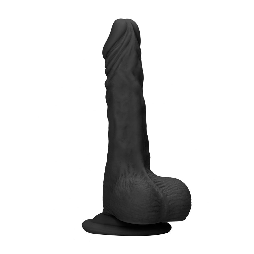 REALROCK 9 Realistic Dong with Balls - Black - Black 22.9 cm Dong - REA096BLK