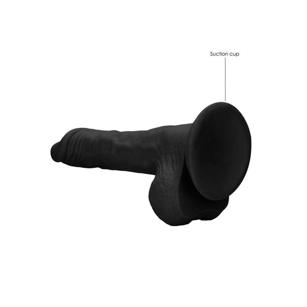 REALROCK 9 Realistic Dong with Balls - Black - Black 22.9 cm Dong - REA096BLK
