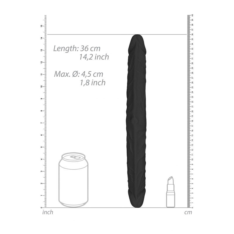 REALROCK 14 Double Dildo - Black 36 cm Double Dong - REA102BLK
