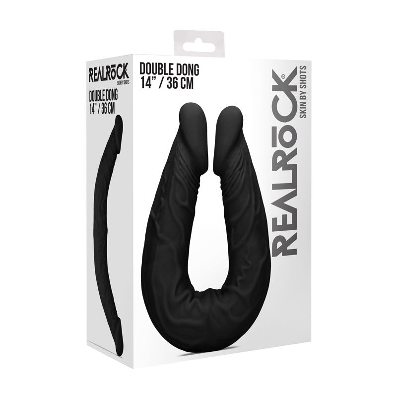 REALROCK 14 Double Dildo - Black 36 cm Double Dong - REA102BLK