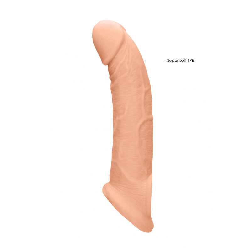 REALROCK 9 Realistic Penis Extender with Rings - Flesh 22.9 cm Penis Extension Sleeve-REA107FLE