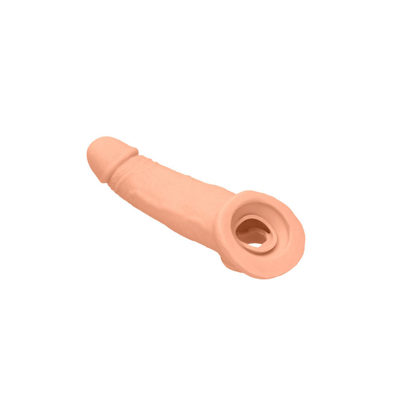 REALROCK 9 Realistic Penis Extender with Rings - Flesh 22.9 cm Penis Extension Sleeve-REA107FLE