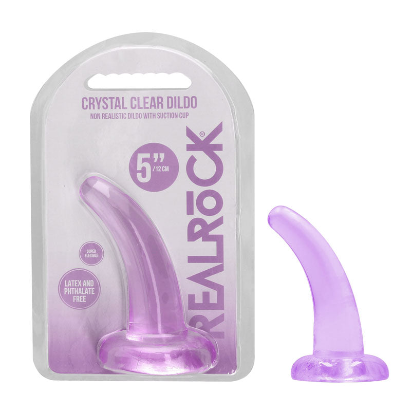 REALROCK Non Realistic Dildo With Suction Cup - 11.5 cm - Purple 11.5 cm Curved Pegging Dong - REA109PUR