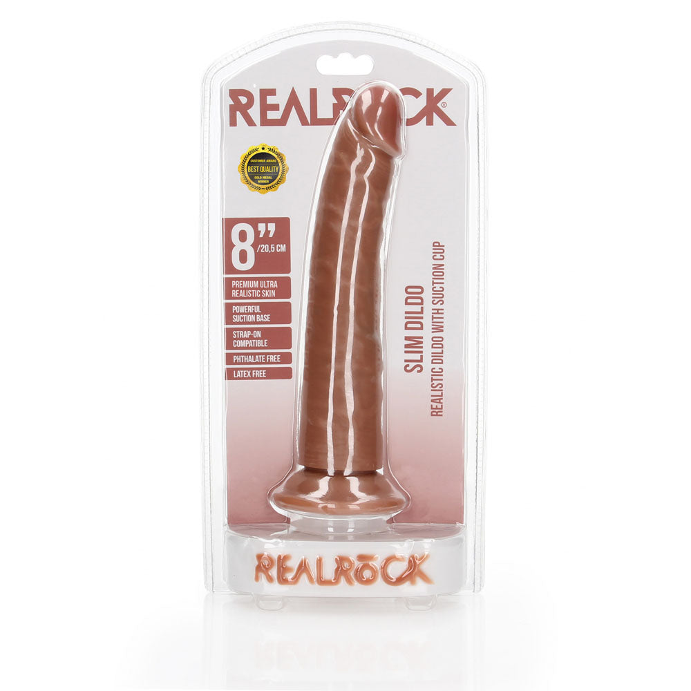 REALROCK Realistic Slim Dildo with Suction Cup - 20.5cm - Tan 20.5 cm (8) Dong-REA115TAN