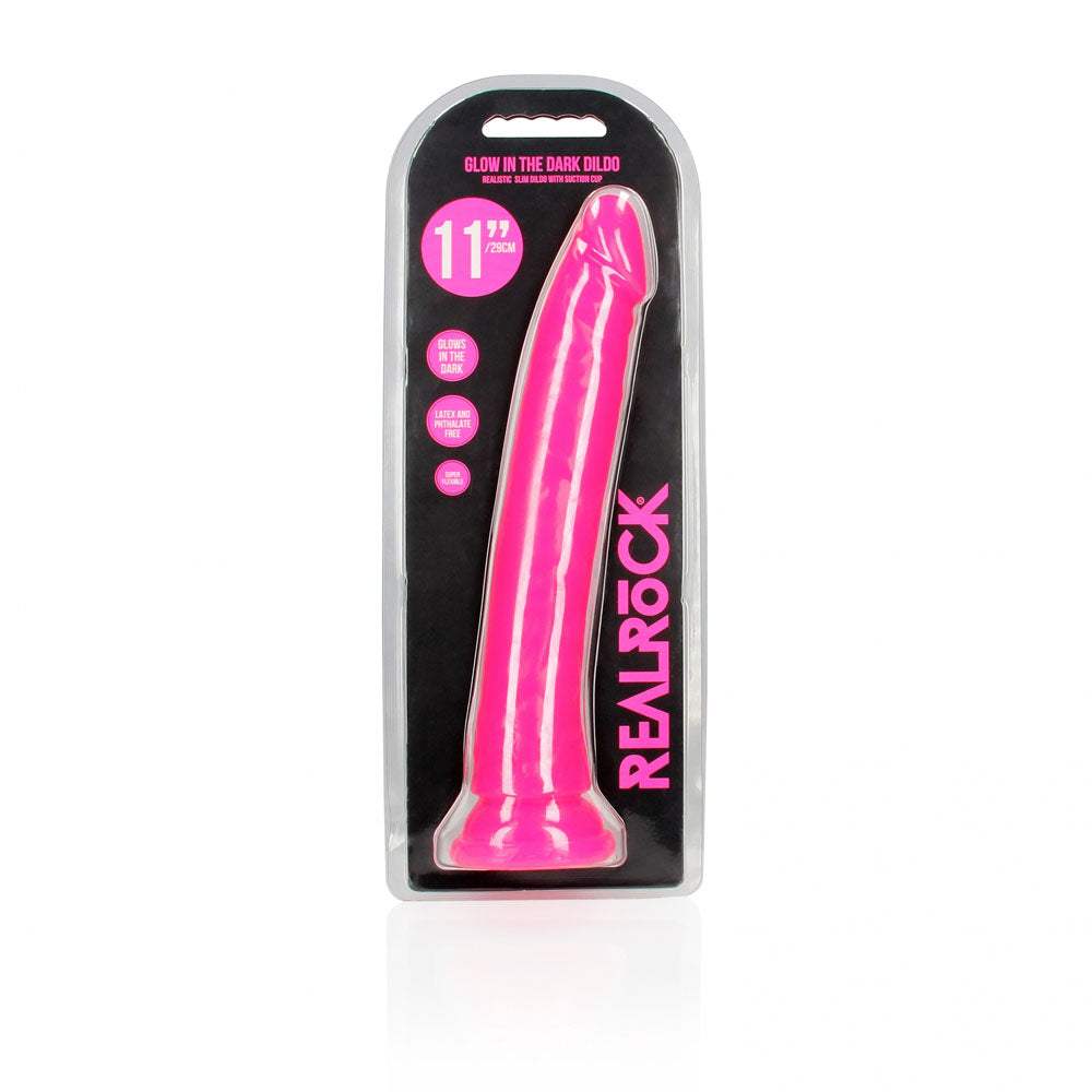 REALROCK 29 cm Slim Glow in the Dark Neon - Pink - Glow in Dark Pink 29 cm (11) Dong - REA146GLOPNK