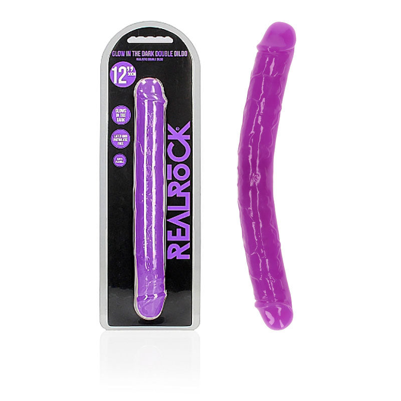 REALROCK 30 cm Double Dong Glow - Purple - Purple 30 cm (12) Double Dong-REA148GLOPUR