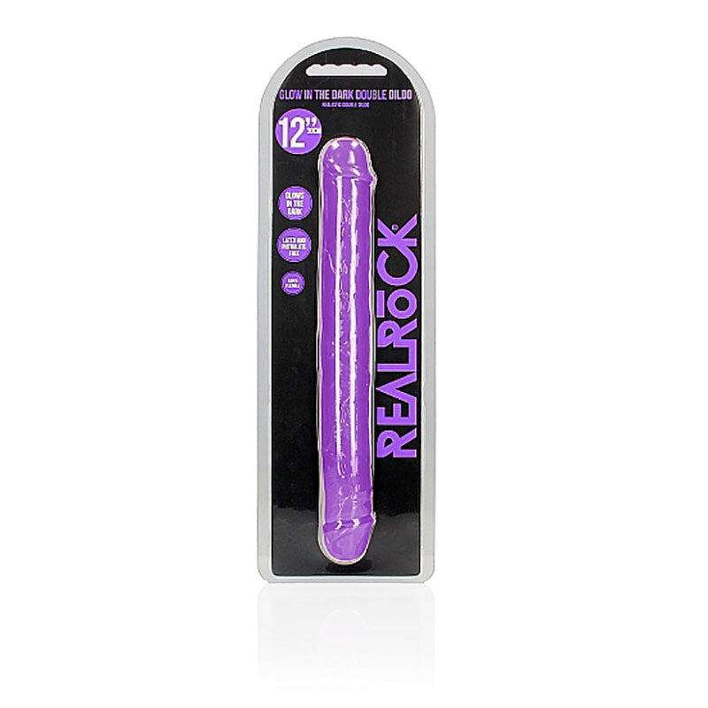 REALROCK 30 cm Double Dong Glow - Purple - Purple 30 cm (12) Double Dong-REA148GLOPUR