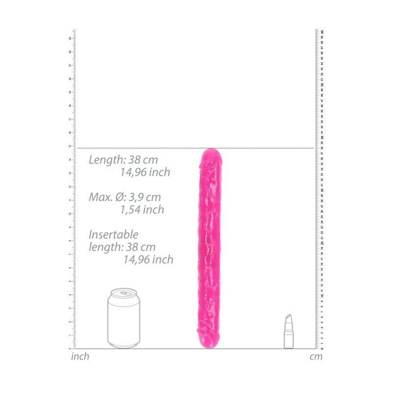 REALROCK 38 cm Double Dong Glow - Pink - Pink 38 cm (15) Double Dong-REA149GLOPNK