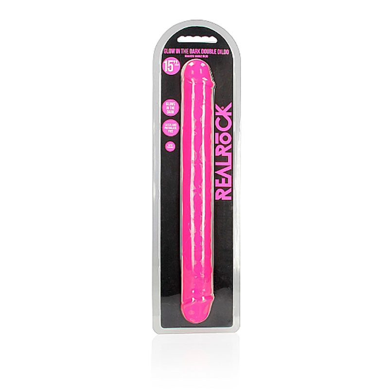 REALROCK 38 cm Double Dong Glow - Pink - Pink 38 cm (15) Double Dong-REA149GLOPNK