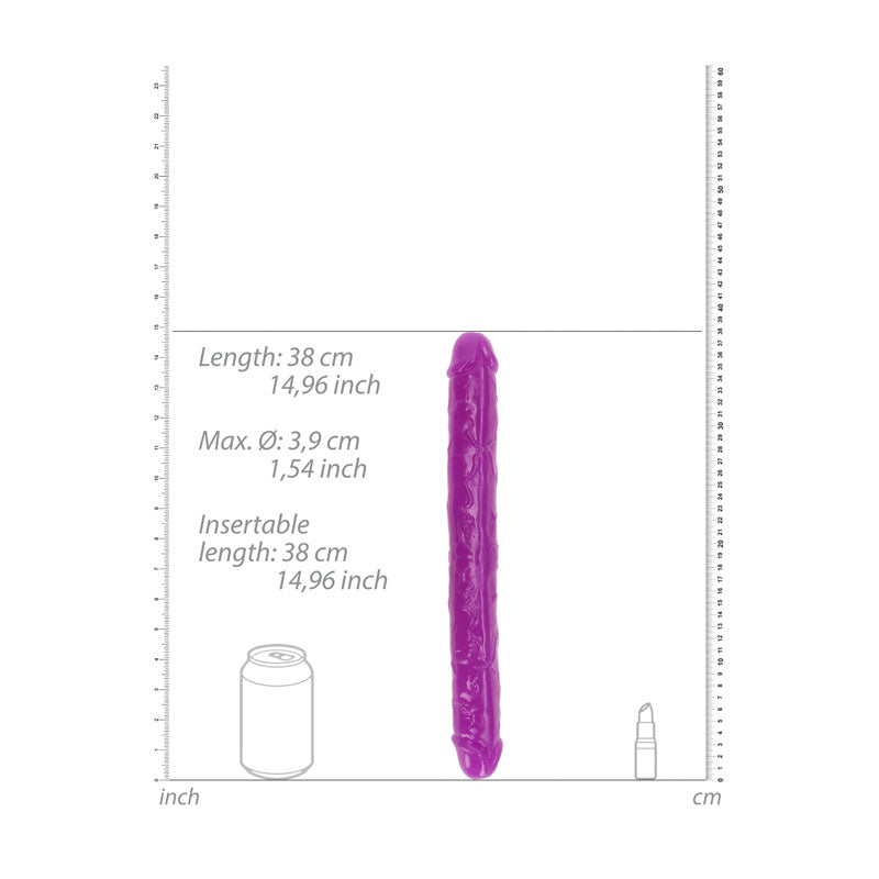 REALROCK 38 cm Double Dong Glow - Purple - Purple 38 cm (15) Double Dong-REA149GLOPUR