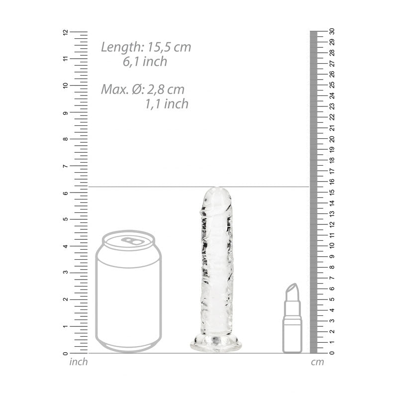 REALROCK 15.5 cm Straight Dildo - Clear - Clear 15.5 cm (6) Dong - REA150TRA