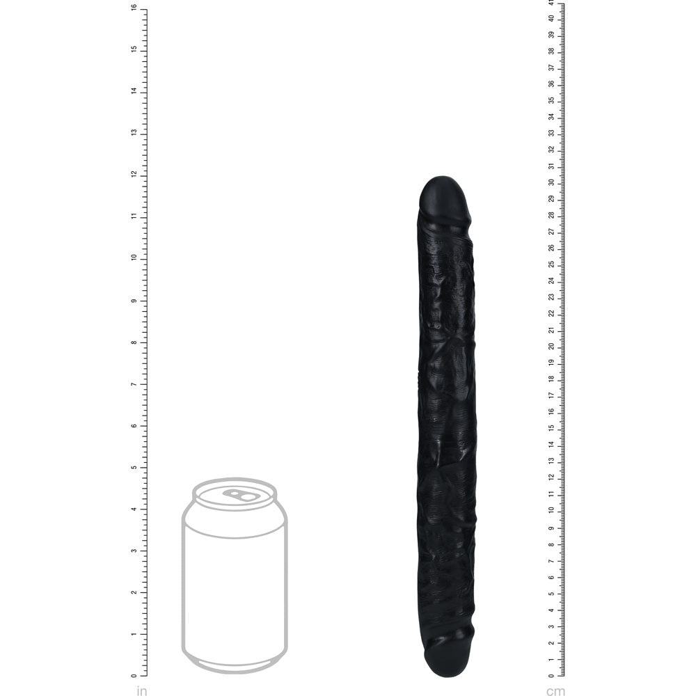 REALROCK 30cm Slim Double Dildo - Black - Black 30 cm (12) Double Dong-REA183BLK