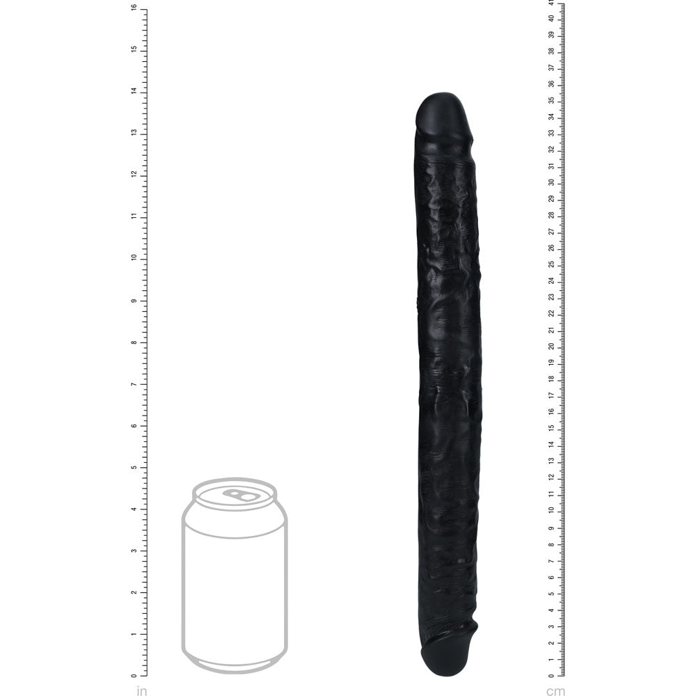 REALROCK 35cm Slim Double Dildo - Black - Black 35 cm (14) Double Dong-REA184BLK