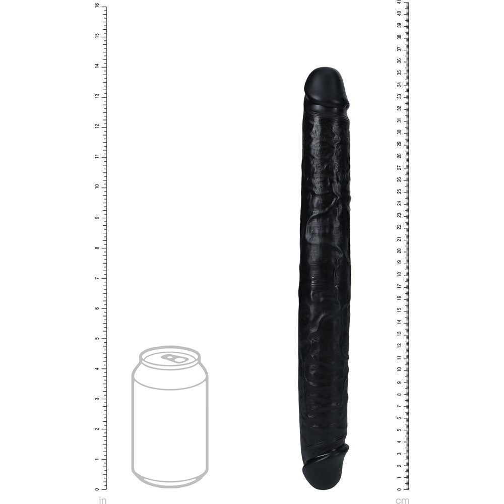 REALROCK 35cm Thick Double Dildo - Black - Black 35 cm (14) Thick Double Dong-REA185BLK