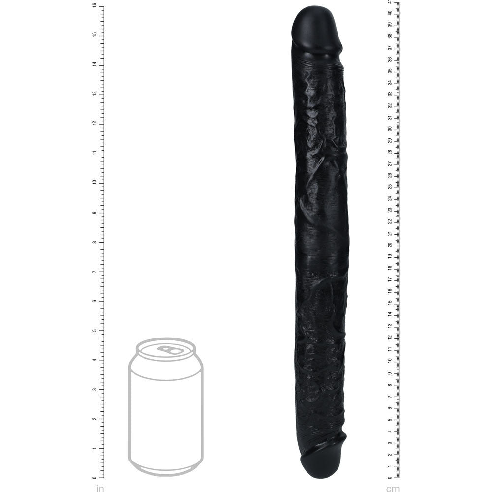 REALROCK 40cm Thick Double Dildo - Black - Black 40 cm (16) Thick Double Dong-REA186BLK