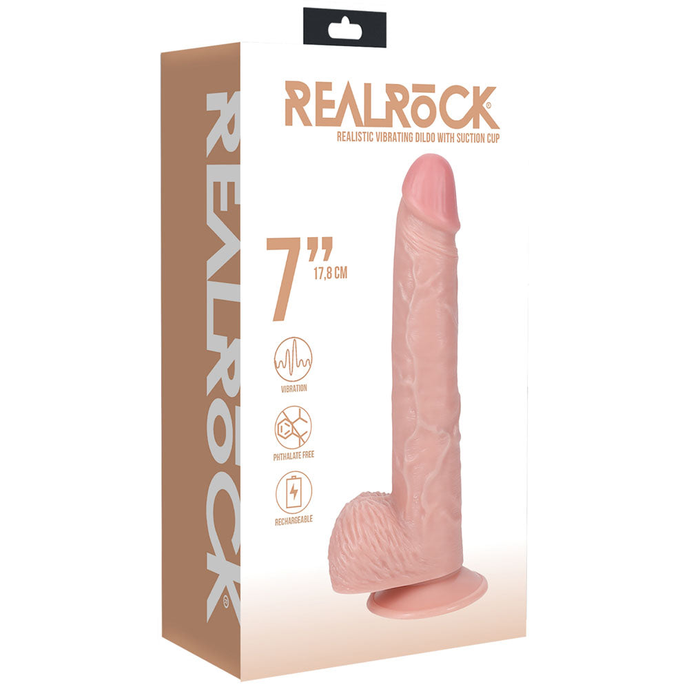 REALROCK 18cm Vibrating Cock + Balls - Flesh-(rea189fle)