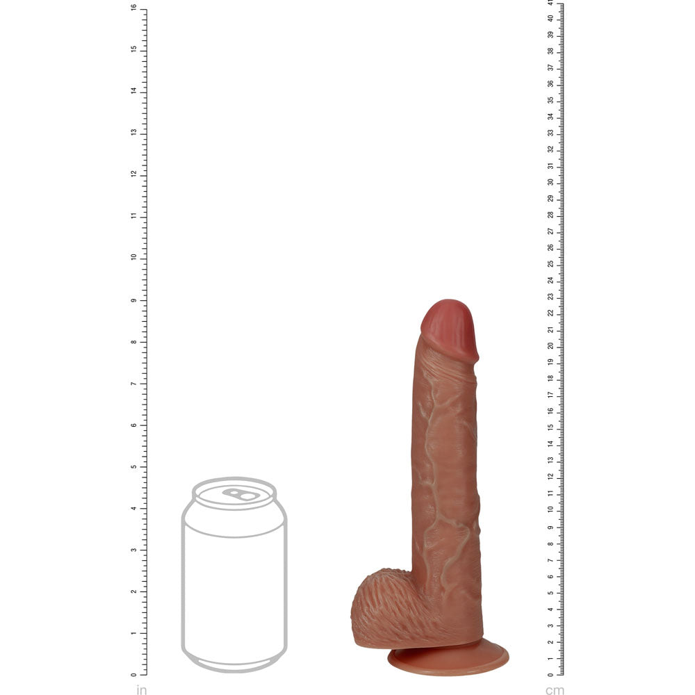 REALROCK 23cm Vibrating Cock + Balls - Tan-(rea190tan)