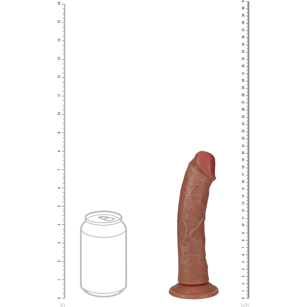 REALROCK 20cm Vibrating + Rotating Cock - Tan - Tan 20.3 cm (8) USB Rechargeable Vibrating and Rotating Dong-REA191TAN