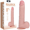 REALROCK 20cm Vibrating + Rotating Cock + Balls - Flesh - Flesh 20.3 cm (8) USB Rechargeable Vibrating and Rotating Dong-REA192FLE