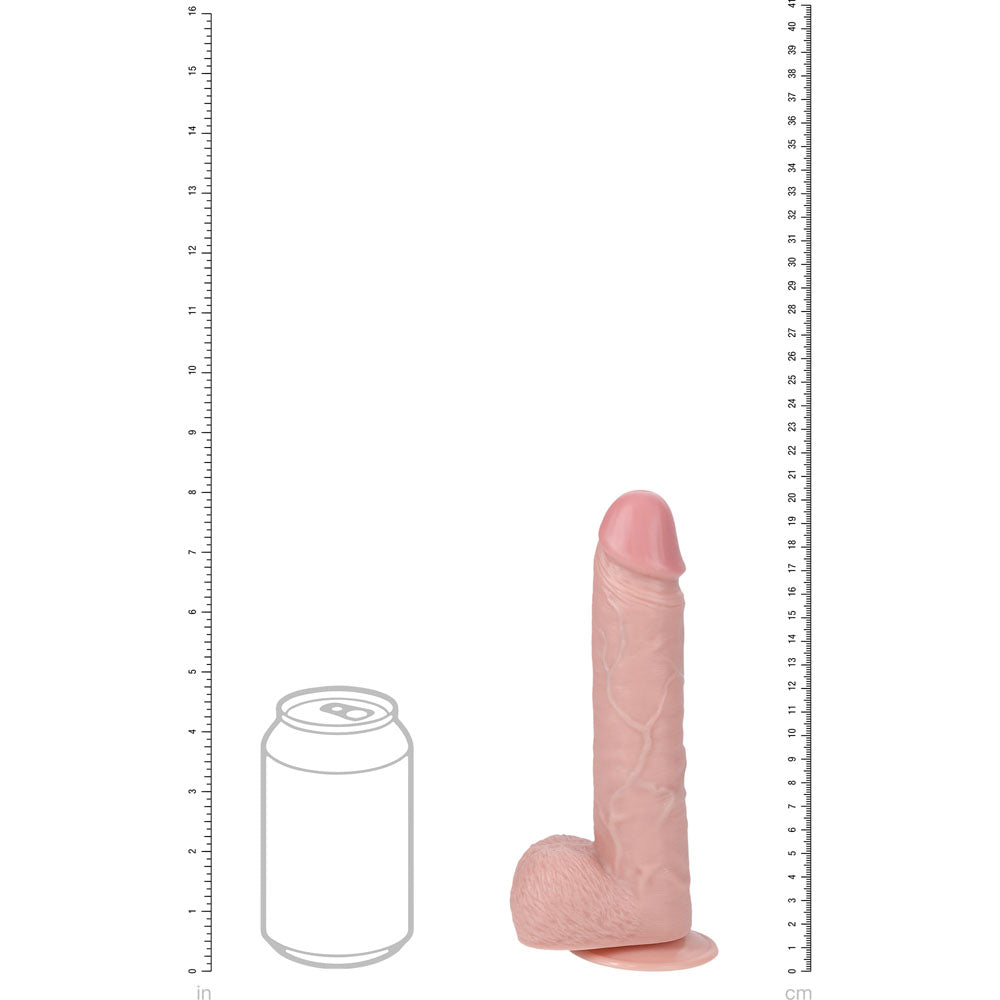 REALROCK 20cm Vibrating + Rotating Cock + Balls - Flesh - Flesh 20.3 cm (8) USB Rechargeable Vibrating and Rotating Dong-REA192FLE