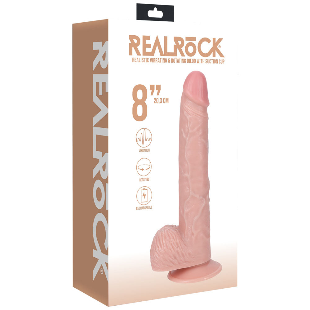 REALROCK 20cm Vibrating + Rotating Cock + Balls - Flesh-(rea192fle)