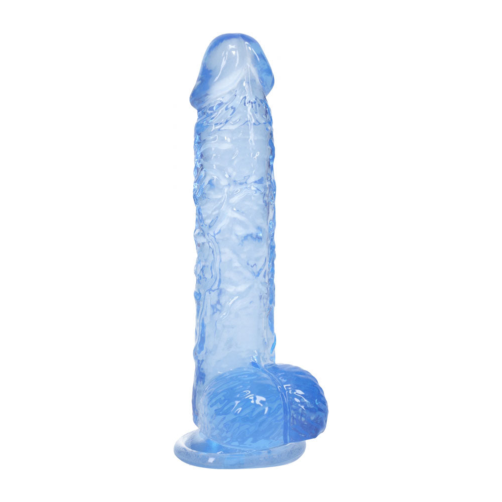 REALROCK 5 Crystal Clear Dildo with Balls - Blue - Clear Blue 14.7 cm Dong - REA208BLU