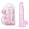 REALROCK 5 Crystal Clear Dildo with Balls - Pink - Clear Pink 14.7 cm Dong - REA208PNK