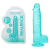 REALROCK 5 Crystal Clear Dildo with Balls - Turquoise - Clear Turquoise 14.7 cm Dong - REA208TUR