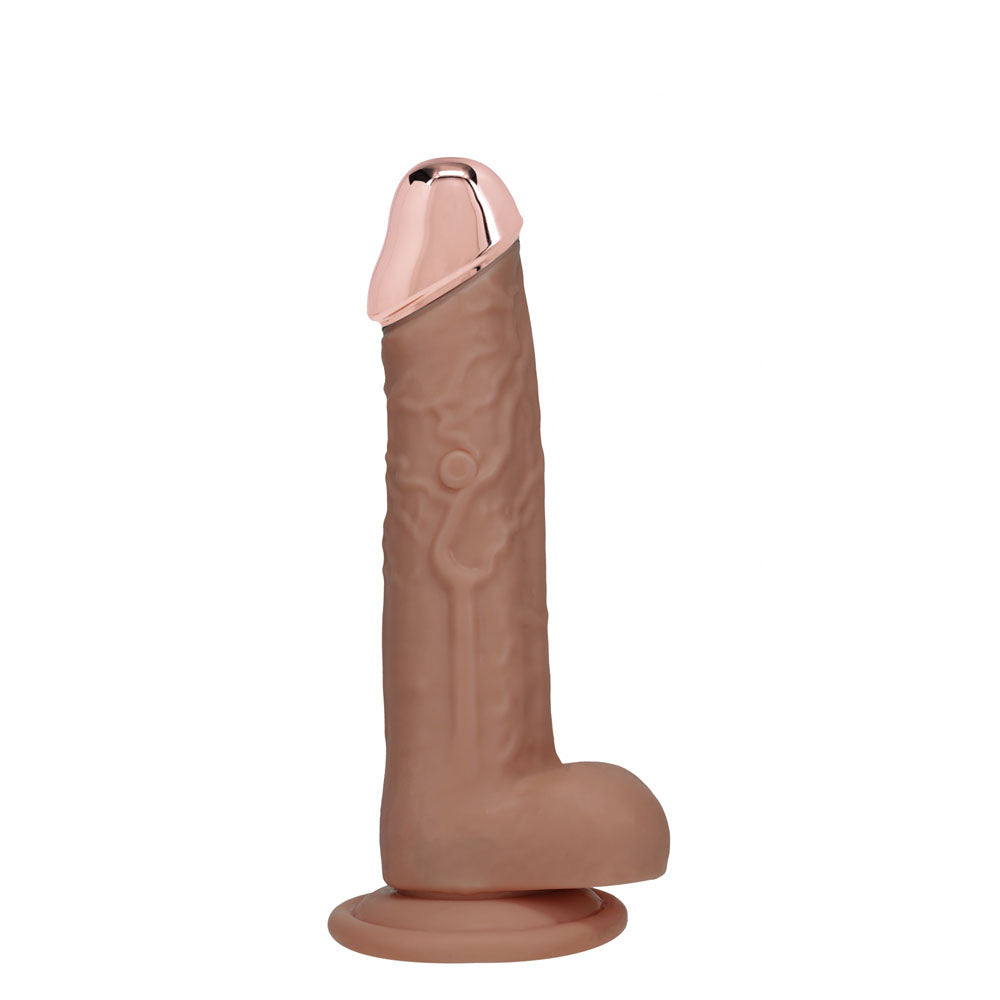 REALROCK Metal Head 6 Rechargeable Dildo - Tan - Tan 16.2 cm USB Rechargeable Vibrating Dildo with Metal Head and Wireless Remote - REA209TAN