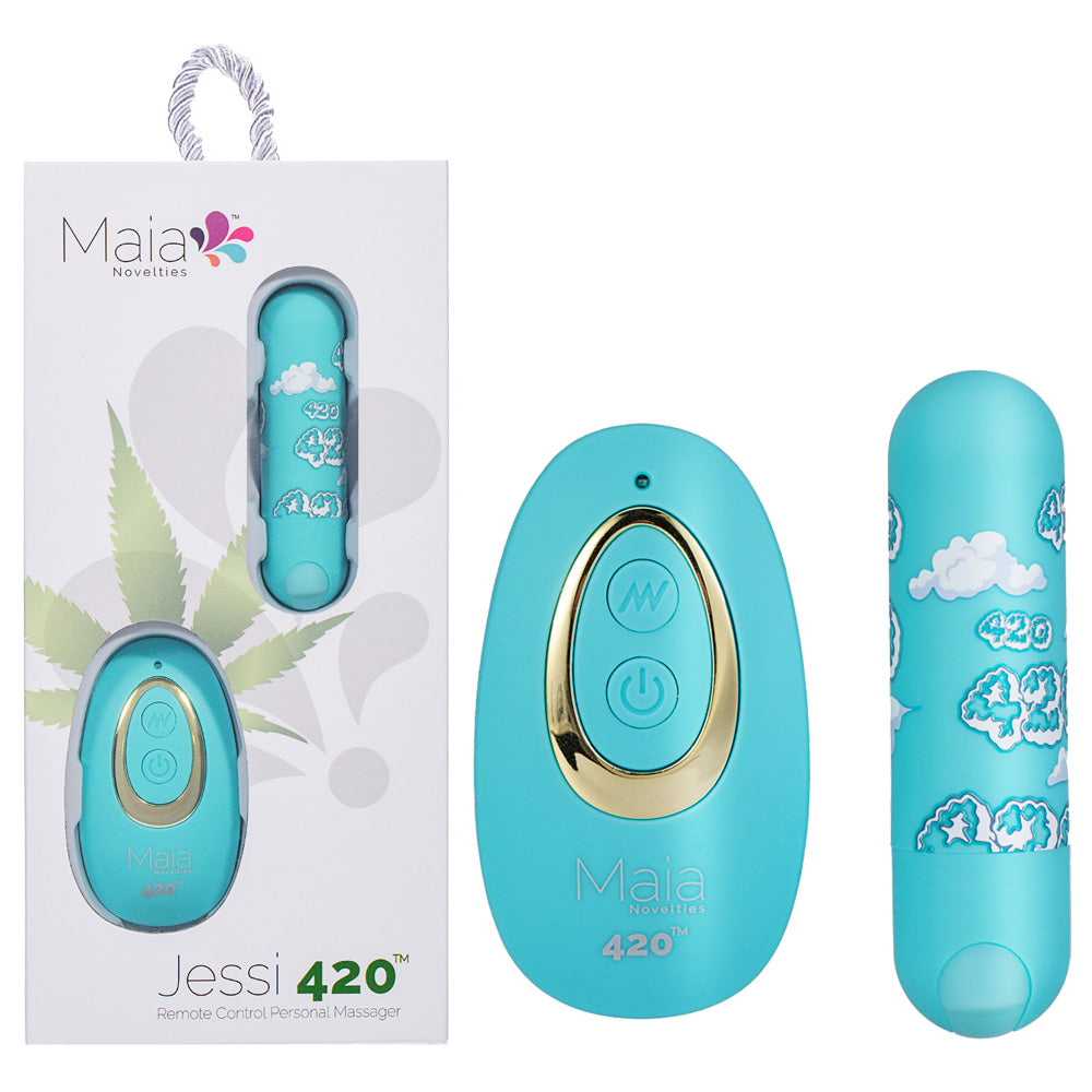 Maia JESSI 420 Remote - Sky Blue 7.6 cm USB Rechargeable Bullet with Wireless Remote-RM330-LF1