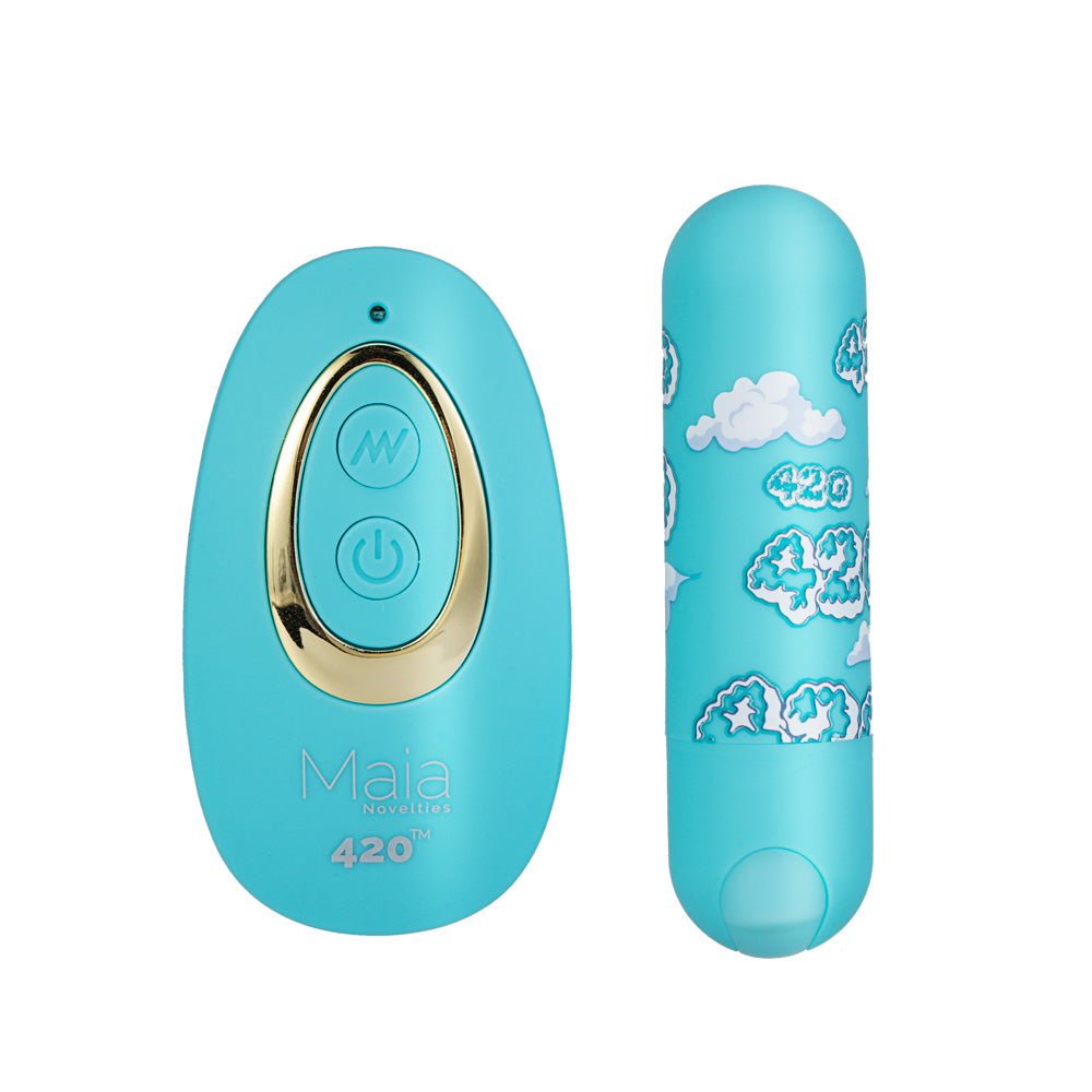 Maia JESSI 420 Remote - Sky Blue 7.6 cm USB Rechargeable Bullet with Wireless Remote-RM330-LF1