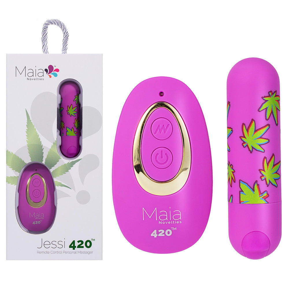 Maia JESSI 420 Remote - Purple 7.6 cm USB Rechargeable Bullet with Wireless Remote-RM330-LF2